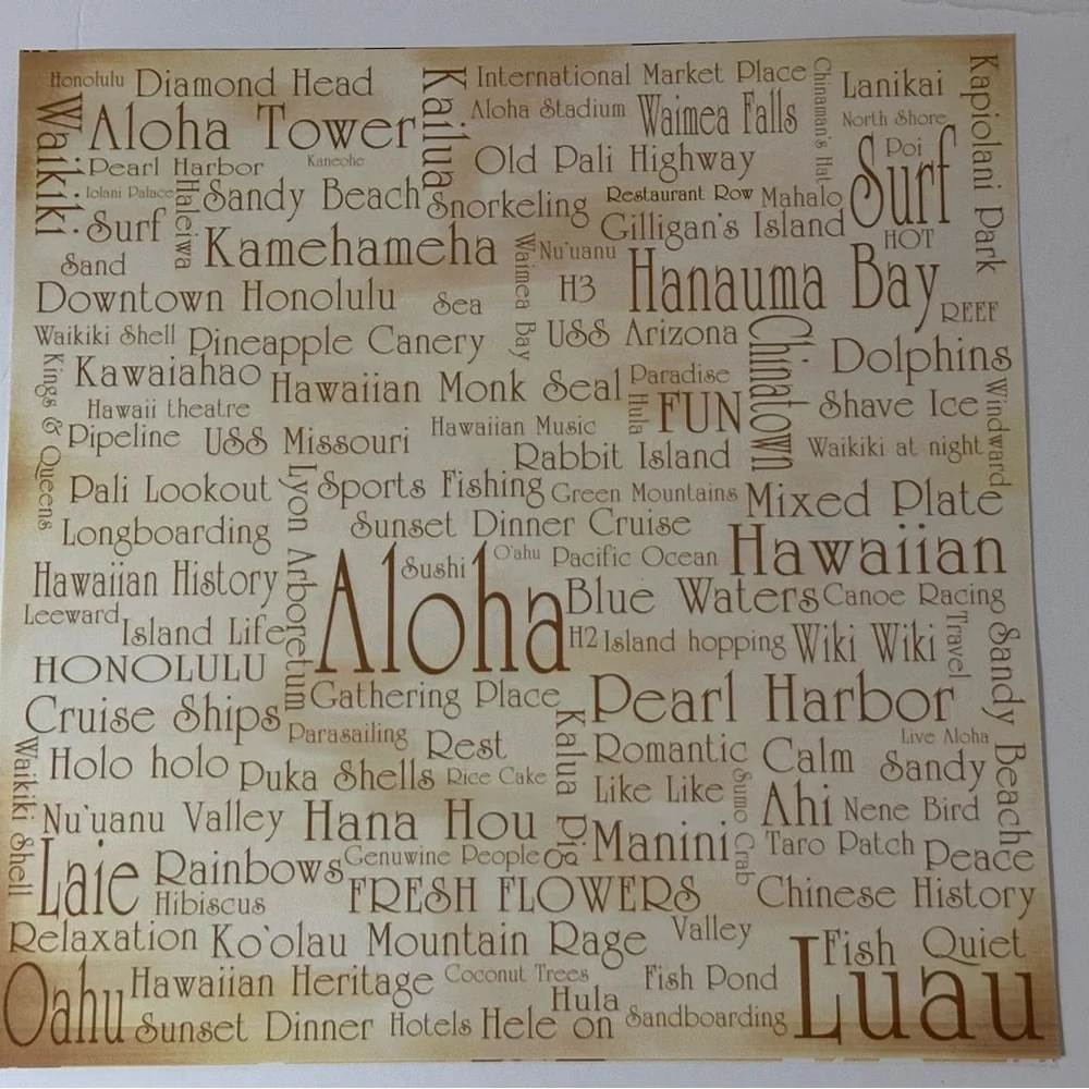 17 Hawaiian Motif 12 x 12 Scrapbook Sheets